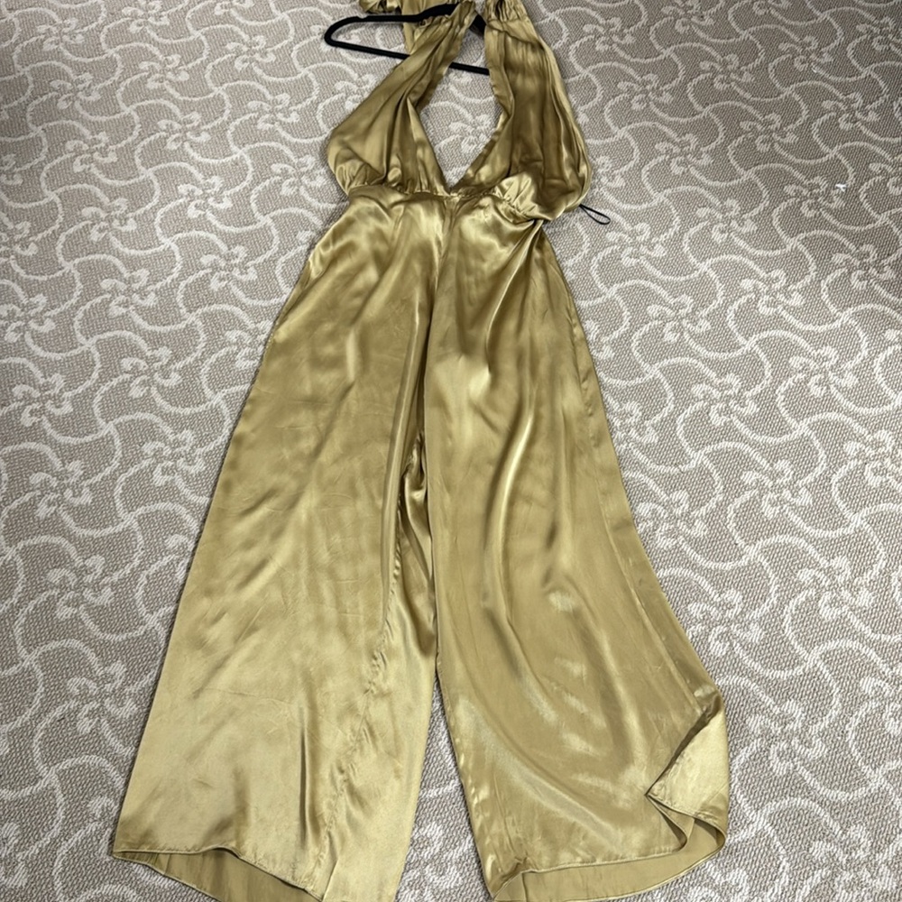 SILK BACKLESS ROMPER WIDE LEG - Picture 2 of 6
